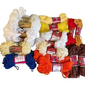 Vintage Rug Yarn 19 Skeins Aunt Lydia Caron Coats and Clark Mixed Colors Lot
